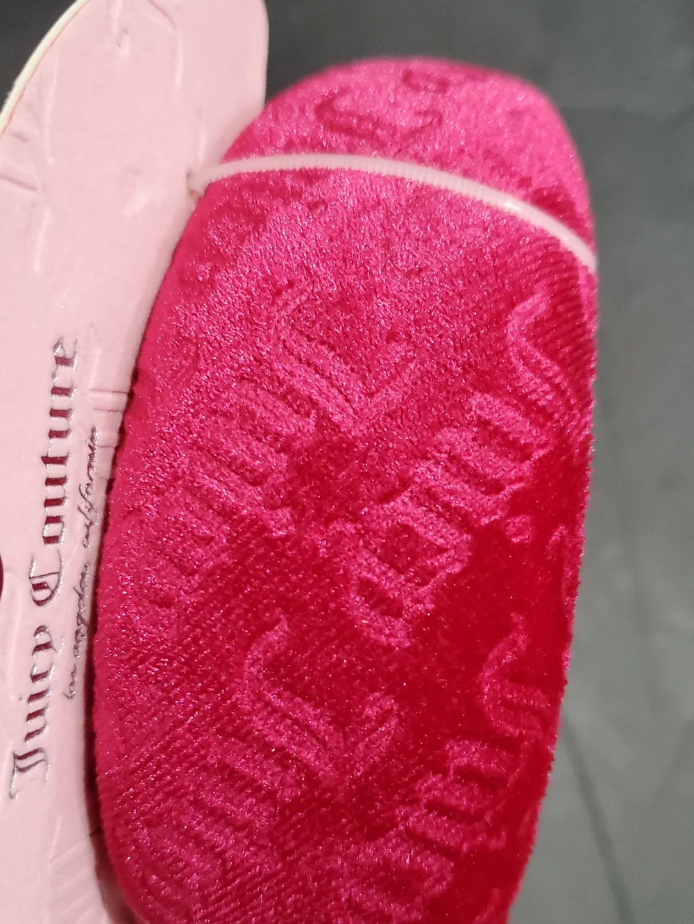 Juicy Couture fuchsia raspberry soft plush velvet look Juicy embossed headband